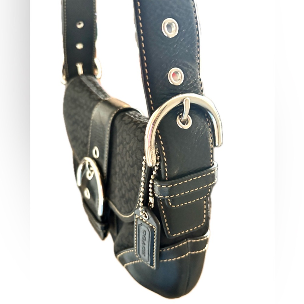 Y2K Coach 6818 Soho Demi Small C Black Leather & Jacquard Signature Shoulder Bag - Picture 5 of 16